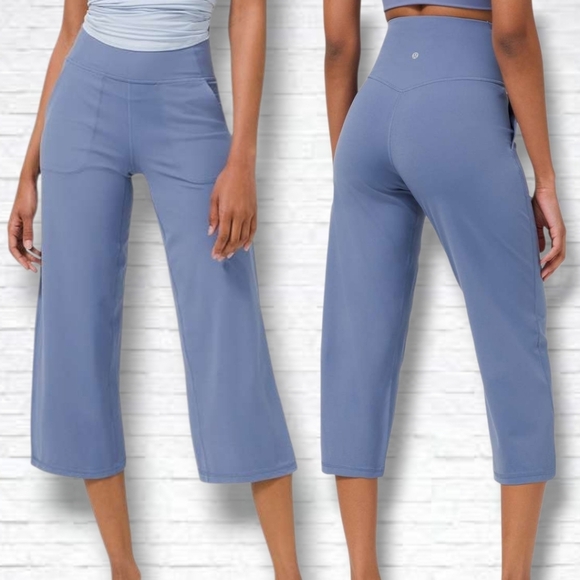 lululemon athletica Pants - Lululemon Align Wide Leg Crop 23" In Water Drop Size 6